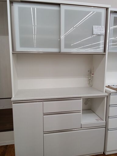 ★ジモティ割あり★  レンジボード ホワイト H201×D45×W120 クリーニング済み MT917