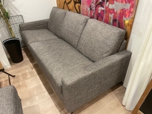 家具 ソファ 3人掛けソファ　オットマン付き