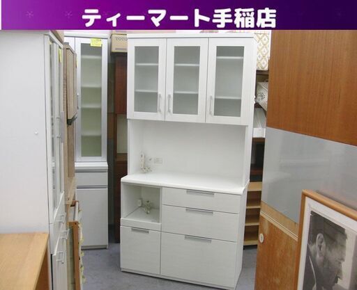 ニトリ レンジボード ダリア 幅100×奥行42×高さ200cm DAHLIA 100KB 食器棚 ホワイト 白 NITORI キッチン収納 収納家具 札幌 手稲