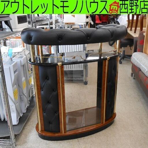 カウンターテーブル キッチンカウンター ガラス棚 幅92cm ドリンクカウンター キャビネット 収納 92×40×98cm 札幌 西野店