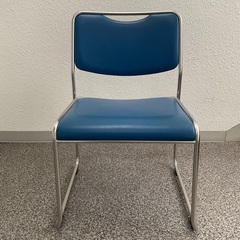 スタッキングチェア　パイプ椅子　青　4脚　オフィス家具