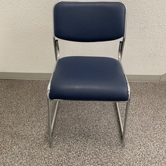 スタッキングチェア　パイプ椅子　青　4脚　オフィス家具