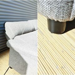 ニトリ　2人掛け　電動リクライニングソファ　動作良好　ワイド　ライトアーム　ソファ　ファブリック　布　グレー　NITORI　直接引取歓迎