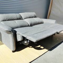 ニトリ　2人掛け　電動リクライニングソファ　動作良好　ワイド　ライトアーム　ソファ　ファブリック　布　グレー　NITORI　直接引取歓迎