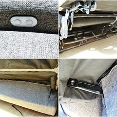 ニトリ　2人掛け　電動リクライニングソファ　動作良好　ワイド　ライトアーム　ソファ　ファブリック　布　グレー　NITORI　直接引取歓迎