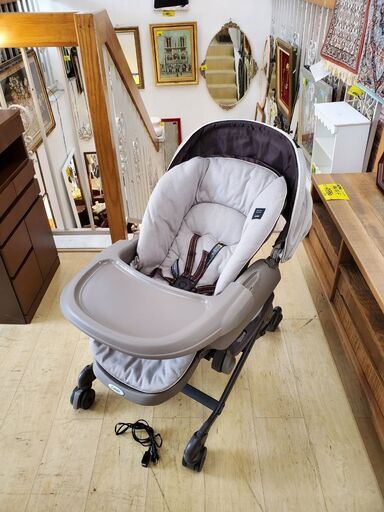Combi ネムリラ AT BEDi ハイローチェア 電動 スウィングラック グレー キャノピー付き コンビ ベビー用品■買取帝国 朝霞店 ヤ出