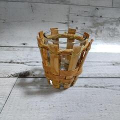 ガラスの鉢　竹製のバスケット