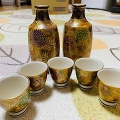 【九谷焼】　花瓶2名とセラミックワインカップ5名セット