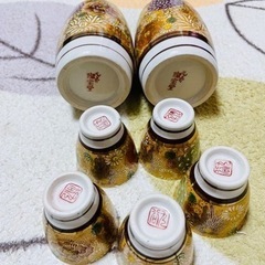 【九谷焼】　花瓶2名とセラミックワインカップ5名セット