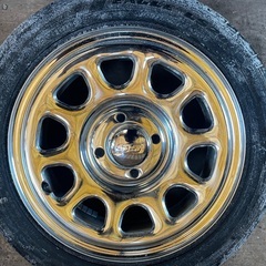出品内容確認　メッキ鉄ホイール14インチ　４穴　165/55R14 グッドイヤーLS2000　2022年製　４本　　