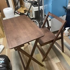 ニトリ 折り畳みテーブル＆椅子セット ブラウン