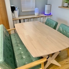 ★美品！ダイニングテーブルチェアセット（ベンチ、ベンチカバー等）