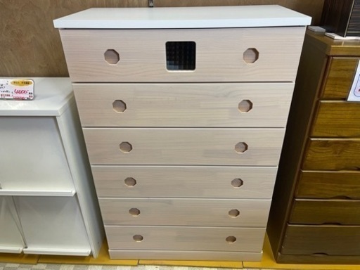 【リサイクルサービス八光】幅80cm　中村敬木工　80 整理タンス サクラWH