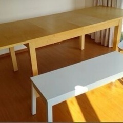 IKEA伸長式ダイニングテーブル ～広がるテーブル～　椅子２つ込み