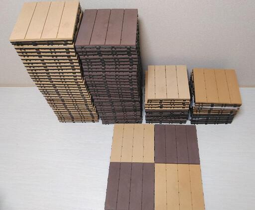 ウッドデッキのDIY等! ウッド調パネル【2色/77枚セット(未使用品11枚含)】洗浄済み!