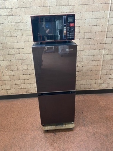 ハイセンス2ドア冷蔵庫 HR-G13B-BR 2020年製 山善 ヤマゼン オーブンレンジ MOR-Y165 2016年製家電 キッチン家電 電子レンジ 冷蔵庫