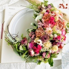 長いこと飾れる三日月リース ドライフラワーリース 母の日 母の日ギフト