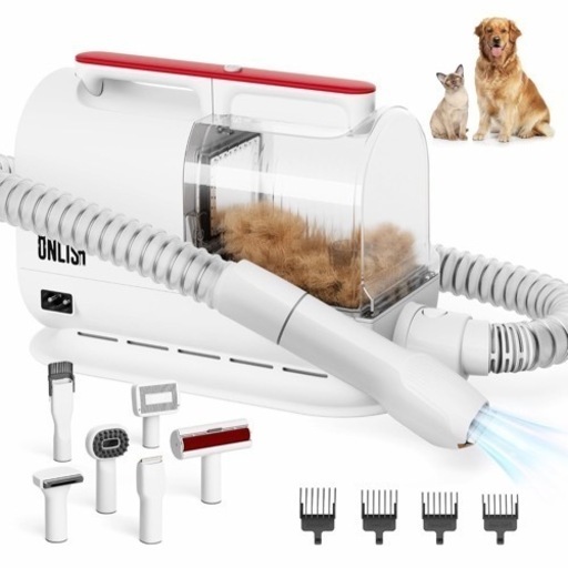 【新品未使用品】ペット グルーミングクリーナー セット バリカン 犬 猫 6in1 ペットブラシ 抜け毛自動吸引 お手入れ簡単 11kpa強力吸引 低騒音 換毛期 クリーナー ホコリ/砂/抜け毛対策 PSE認証済 多機能掃除機