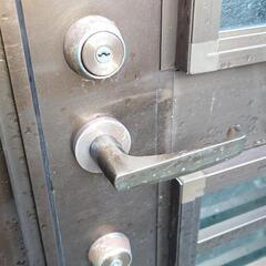 解体品　勝手口サッシ　欄間つき