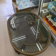 ラタンガラステーブル楕円