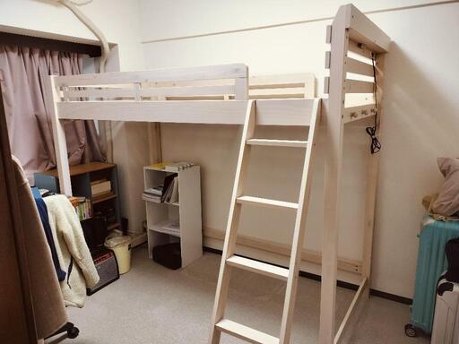ロフトベッド 白色 木製 萩原㈱ 家具