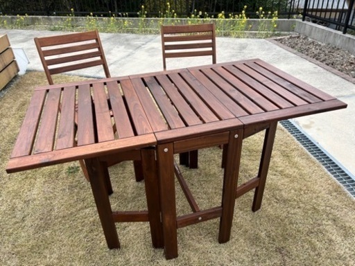 IKEA ÄPPLARÖ エップラロー 折りたたみテーブル\u0026チェア2脚セット