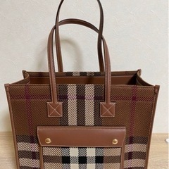 【美品】BURBERRY ツートン キャンバス レザートートバッグ