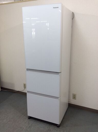 (6/22受渡済)YJT8535【Panasonic/パナソニック 3ドア冷蔵庫】美品 2021年製 NR-C372GN-W 家電 キッチン 冷蔵冷凍庫 右開きドア 自動製氷 365L