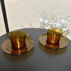 耐熱性ガラス製のコーヒーカップ2客