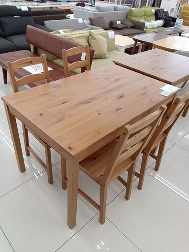 ★ジモティ割あり★ IKEA ４人掛けダイニングセット ライトブラウン H74×D74×W118 クリーニング済み HJ2666