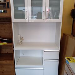 ホワイトレンジボードキッチン収納食器棚 レンジ台 120幅 完成品 レンジボード 食器棚 ホワイト