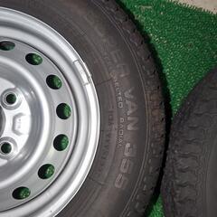 ダイハツ純正スチールホイールタイヤセット 4本センターキャップ付き　軽トラック　バリ山 　ハイゼットトラック