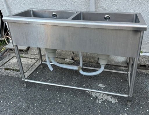 業務用 2槽シンク 幅1200×奥450×高さ800(mm) 流し台 キッチン 手洗い場 厨房 二層シンク 二槽シンク 2層シンク 店舗 厨房機材 大阪発