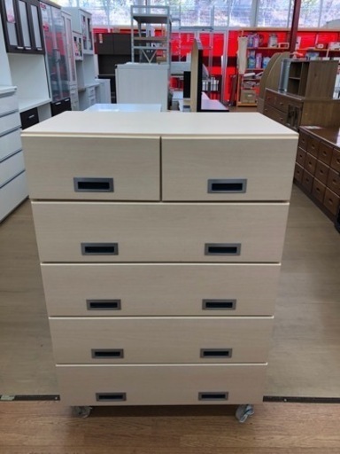 【店頭受け渡し】（212）キャスター付き5段タンス　中古品