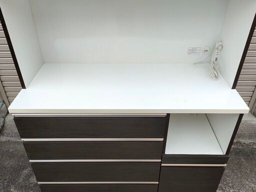 中古 ニトリ【ZORO 120KB-DBR】ハイカウンター 食器棚 W120×D50×H200cm