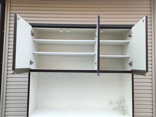 中古 ニトリ【ZORO 120KB-DBR】ハイカウンター 食器棚 W120×D50×H200cm