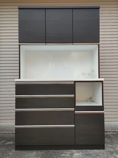 中古 ニトリ【ZORO 120KB-DBR】ハイカウンター  食器棚 W120×D50×H200cm キッチンボード 現金払いもOK