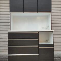 中古 ニトリ【ZORO 120KB-DBR】ハイカウンター 食器棚 W120×D50×H200cm 