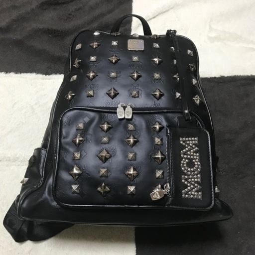 正規品 MCM スタッズ バックパック リュック ブラック PVC \u0026レザー