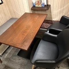 テーブル、長椅子、チェアセット