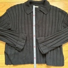GU セーター  キーネック  裾スリットXL 黒 