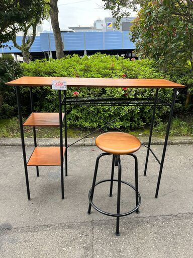 リサイクルショップどりーむ天保山店　No12497　カウンターテーブルセット　イス付き　おしゃれテーブル　イス高さ調整可能