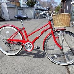 自転車　赤　変速機有 クロスバイク