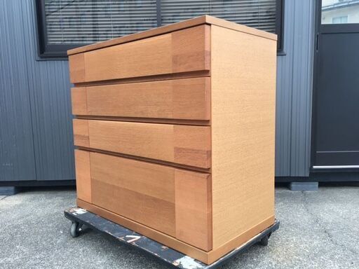 美品・良品】 桐製家具 府中家具 焼印 4段チェスト エル オーク  
