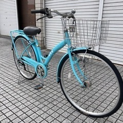 【26インチ自転車】外装6段変速　LEDオートライト付　前後タイヤ、前カゴ、鍵新品❗️スペアキーあり　若林自転車　浜大津店　SALE中❗️