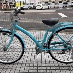 【26インチ自転車】外装6段変速　LEDオートライト付　前後タイヤ、前カゴ、鍵新品❗️スペアキーあり　若林自転車　浜大津店　SALE中❗️