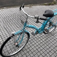 【26インチ自転車】外装6段変速　LEDオートライト付　前後タイヤ、前カゴ、鍵新品❗️スペアキーあり　若林自転車　浜大津店　SALE中❗️