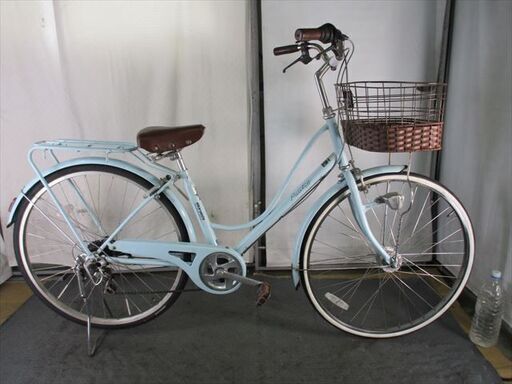 Ｄ442★限定特価　整備済み★マルイシ　プルミエール★中古自転車 【27インチ　ライトブルー前タイヤ新品 】