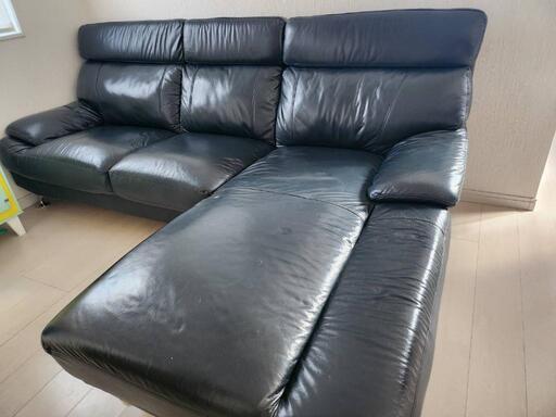ソファー 3.4人掛け 革製 L型