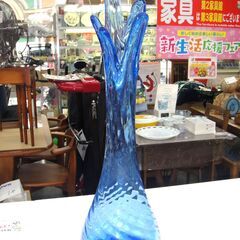 143/604 琉球ガラス 花瓶 オブジェ 青